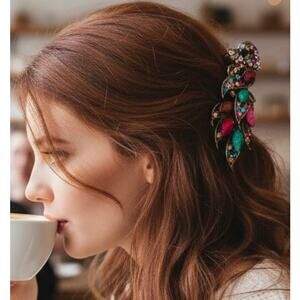 Multicolor NWT Jeweled Peacock Hair Clip / Barrette